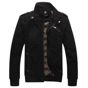 NWOT CHOU YATOU black full-zip medium weight lined jacket XXL new without tags